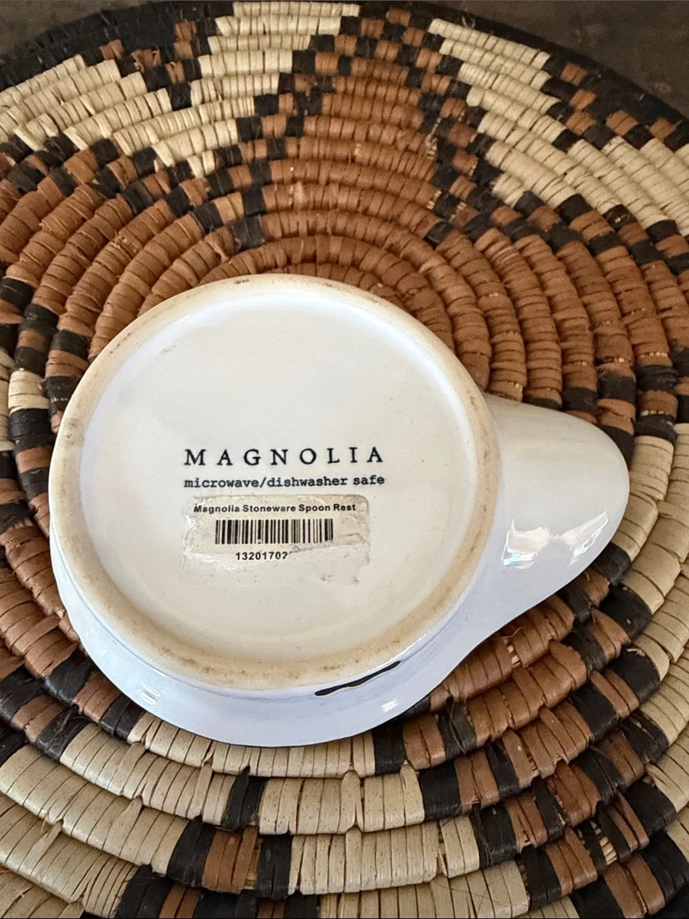 Magnolia Black and White Distressed Stoneware Spoon Rest